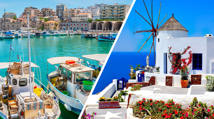 Combiné Héraklion & Îles de Santorin 3*, Combiné Grèce & ses îles, Cyclades, Santorin par Ôvoyages Combiné Héraklion & Îles de Santorin 3*, Combiné Grèce & ses îles, Cyclades, Santorin par Ôvoyages